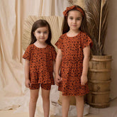 Kapow Kids | Rust Cheetah Peplum T-shirt - LAST Size 4
